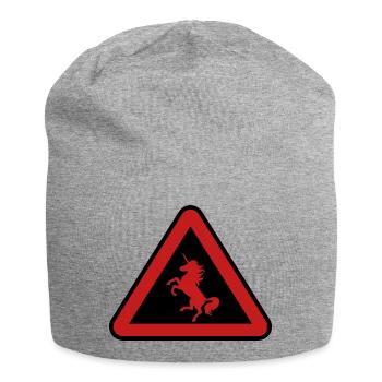 Attention unicorn, danger - Jersey Beanie - heather grey - Front