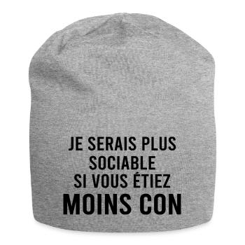 Je serai plus sociable si. - Bonnet en jersey - gris chiné - Devant