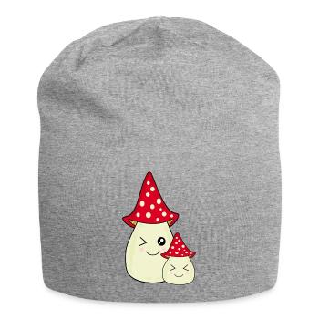 Comic Pilz Kawaii Geschenk Pilzsammler Mushroom  - Jersey-Beanie - Grau meliert - Vorne