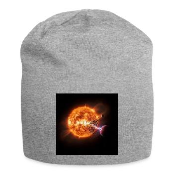 Feuriger Kometen-Print auf T-Shirt - Jersey-Beanie - Grau meliert - Vorne