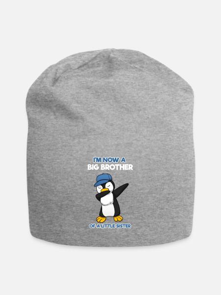 Big Brother Little Sister Pinguin Großer Bruder - Jersey-Beanie - Grau meliert