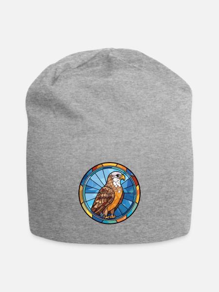 Falke, Buntes, Aquarell, Tier, Haustier, Illustration - Jersey-Beanie - Grau meliert