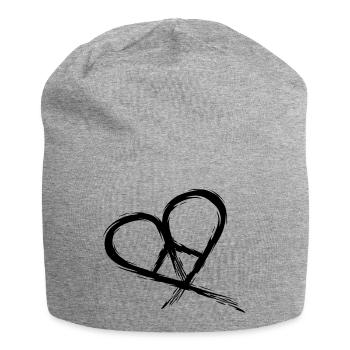 Peace Symbol Hippie Herz Frieden Freiheit Liebe - Jersey-Beanie - Grau meliert - Vorne
