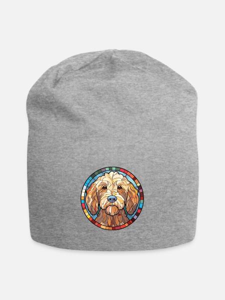 Labradoodle Hunderasse Aquarell Illustration - Jersey-Beanie - Grau meliert