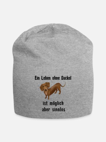 Dackel Spruch - Ein Leben ohne Dackel ist sinnlos - Jersey-Beanie - Grau meliert