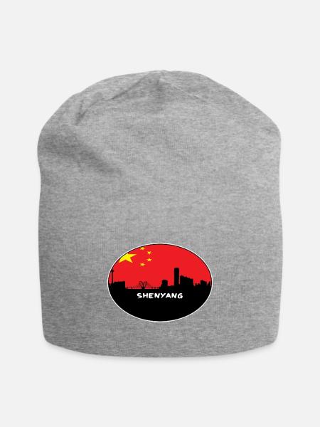 Shenyang-China-Flaggen-Skyline-Schattenbild-Reise - Jersey-Beanie - Grau meliert