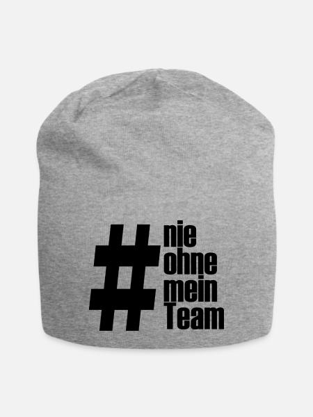 ohne mein team - Jersey-Beanie - Grau meliert