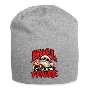 Rebellisches Weihnachten: Wütender Santa - Jersey-Beanie - Grau meliert - Vorne