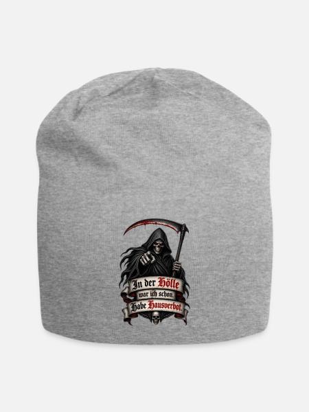 Sensenmann mit Höllen Hausverbot - Jersey-Beanie - Grau meliert