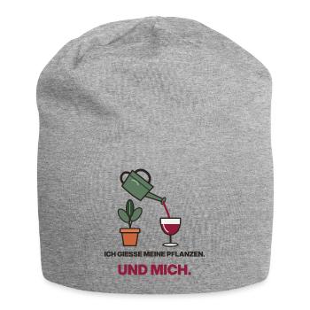 Gießen mit Wein und Grün - Jersey-Beanie - Grau meliert - Vorne