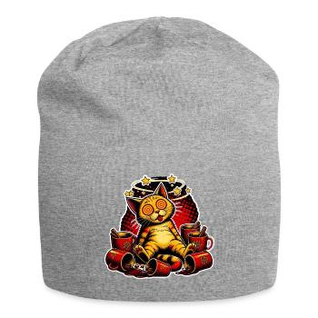 Katze Glühwein Betrunken Pop Art Comic T-Shirt - Jersey-Beanie - Grau meliert - Vorne
