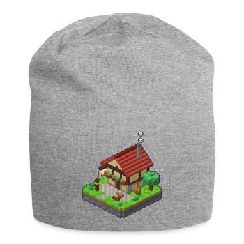 Taverne als 3D Pixel Art mit Bierkrug Schild - Jersey-Beanie - Grau meliert - Vorne
