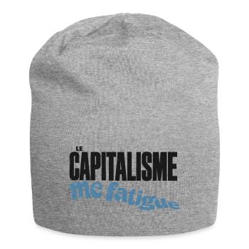 Kapitalismus macht mich müde - Jersey-Beanie - Grau meliert - Vorne