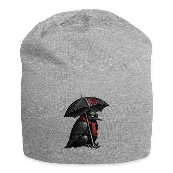 FCK NZS Krähe mit Regenschirm - Rabe gegen Rechts - Jersey-Beanie - Grau meliert - Vorne