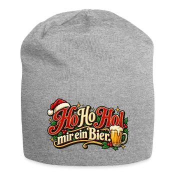 Ho Ho Hol mir ein Bier – Lustiges Weihnachtsmotiv - Jersey-Beanie - Grau meliert - Vorne