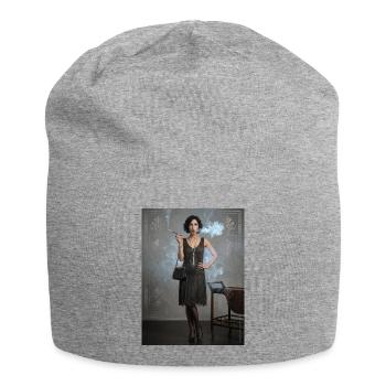 Flapper Noir: Schwarzes Perlenkleid - Jersey-Beanie - Grau meliert - Vorne