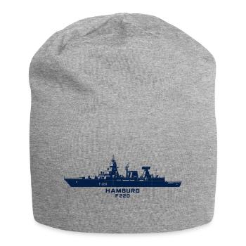 Hamburg F220 – Minimalistische Silhouette - Jersey-Beanie - Grau meliert - Vorne