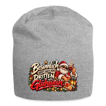 Besinnlich nach dem 3. Glühwein – Santa - Jersey-Beanie - Grau meliert - Vorne