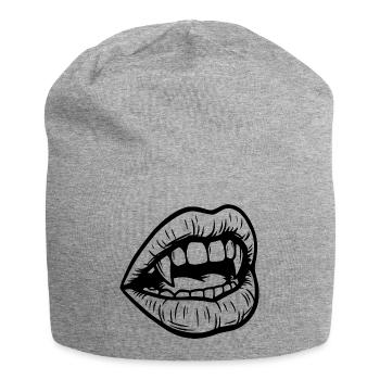 Vampir Mund - Jersey-Beanie - Grau meliert - Vorne