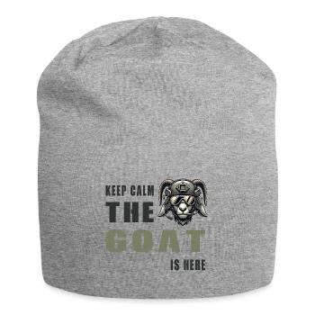 Ziege mit Militärhelm und Keep Calm Spruch - Jersey-Beanie - Grau meliert - Vorne