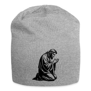 Jesus kniend und betend - Jersey-Beanie - Grau meliert - Vorne