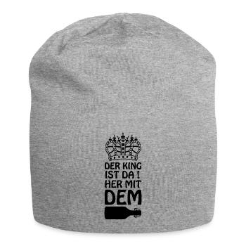 Her mit dem Bier - Jersey-Beanie - Grau meliert - Vorne