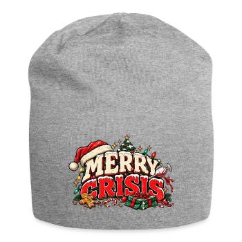 Merry Crisis – Lustiges Weihnachtsdesign - Jersey-Beanie - Grau meliert - Vorne