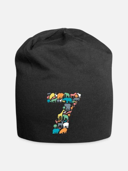 7.Geburtstag Kindergeburtstag 7 Jahre Alt - Jersey-Beanie - Schwarz