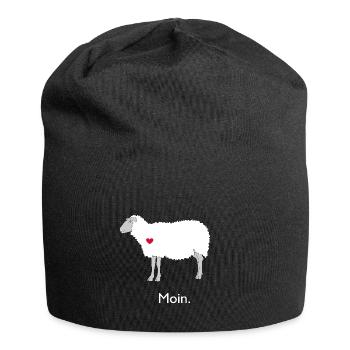 Schaf Moin ausgeschlafen? Deichschaf Schafe zählen - Jersey-Beanie - Schwarz - Vorne