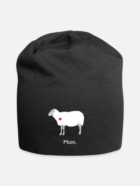 Schaf Moin ausgeschlafen? Deichschaf Schafe zählen - Jersey-Beanie - Schwarz