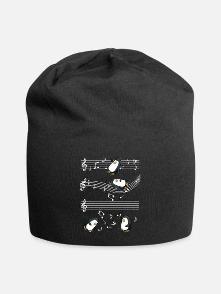 Manchots musicaux sur le bar à musique - Bonnet en jersey - noir