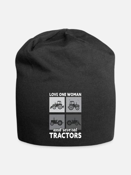 Liebe eine Frau und mehrere Traktoren Bauernhof La - Jersey-Beanie - Schwarz