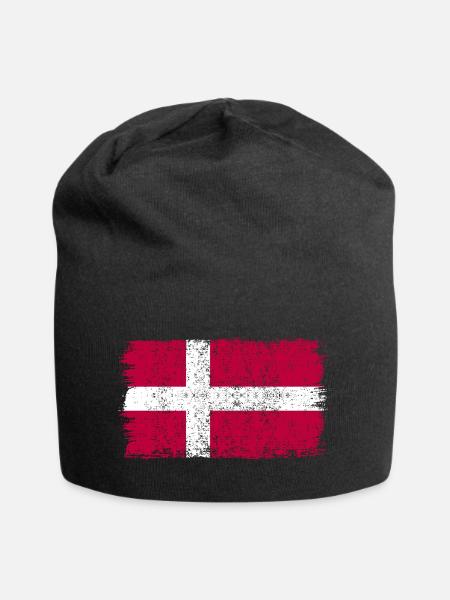 Dänische Flagge Dänemark Dänemarkflagge - Jersey-Beanie - Schwarz