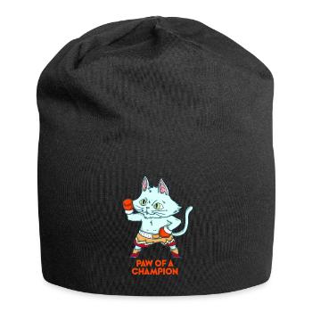 Schlagfertiger Boxerkater Boxring - Jersey-Beanie - Schwarz - Vorne