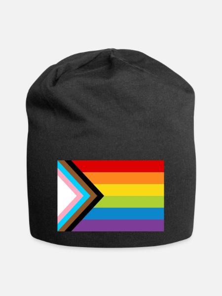 LGBT Pride Flag / New Rainbow Progress Flag - Jersey Beanie - black