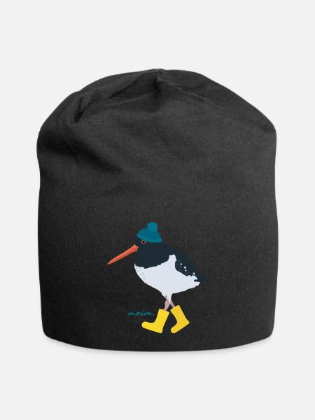 Austernfischer mit Gummistiefeln moin - Jersey-Beanie - Schwarz