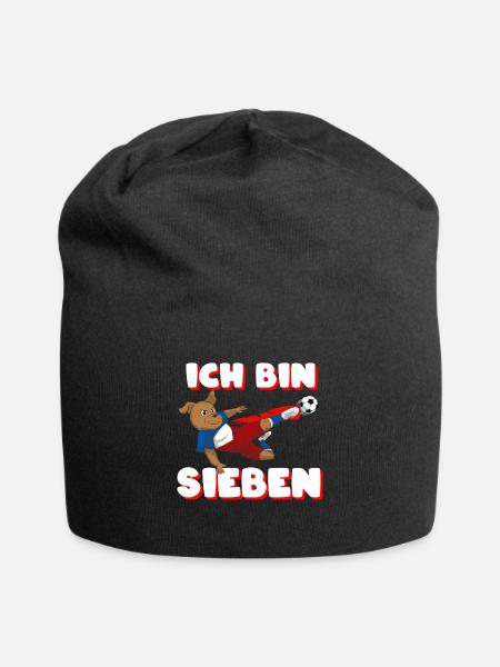 Ich Bin Sechs 7 7. Geburtstag Junge Kindergeburtst - Jersey-Beanie - Schwarz