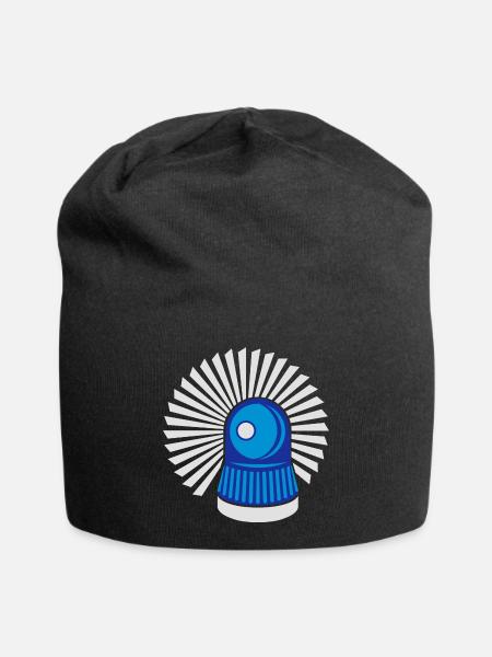 Blaulicht Rundumleuchte - Jersey-Beanie - Schwarz