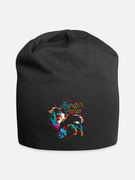 Wachsamer Border Collie Hütehund - Jersey-Beanie - Schwarz
