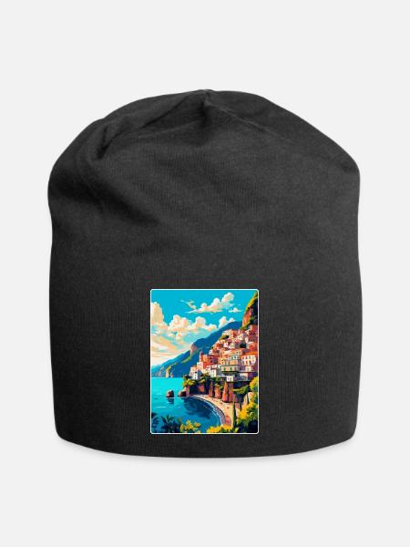 Amalfi Italien Vintage Reiseposter WPA Souvenir - Jersey-Beanie - Schwarz