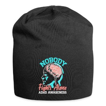 Niemand kämpft allein ADHS Bewusstsein Neurodivers - Jersey-Beanie - Schwarz - Vorne