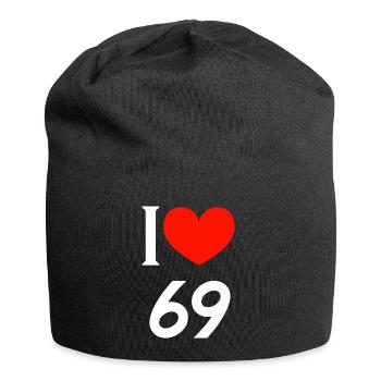 Ich liebe 69 Herzdesign - Jersey-Beanie - Schwarz - Vorne