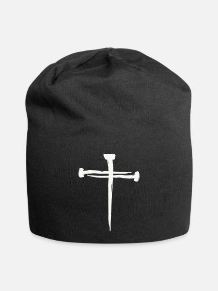 Kreuz aus Nägel - Jersey-Beanie - Schwarz