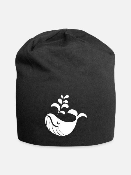 Wal mit Wasserstrahl-Design - Jersey-Beanie - Schwarz