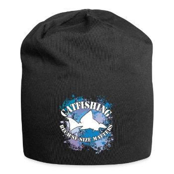 Silhouette de poisson-chat Wels Waller et taches de couleur - Bonnet en jersey - noir - Devant