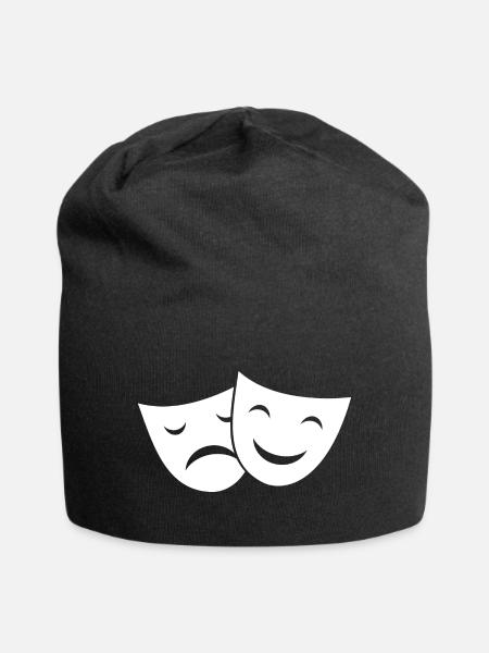 Theatermasken Kontrast Duo - Jersey-Beanie - Schwarz