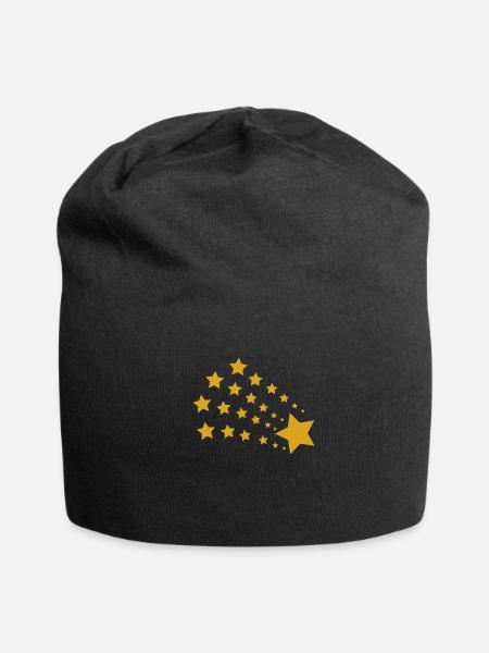Stern Sterne - Jersey-Beanie - Schwarz