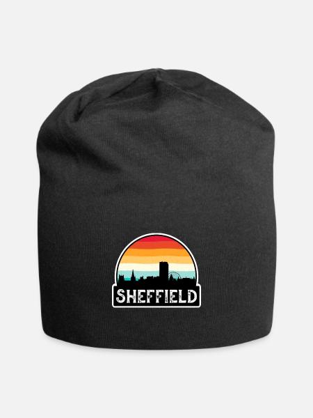 Sheffield England Flagge Skyline Reise-Souvenir - Jersey-Beanie - Schwarz