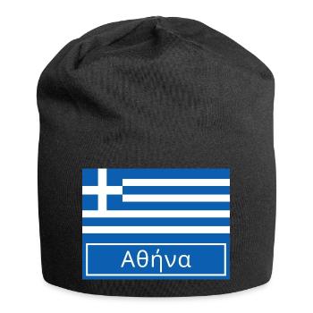 Athen auf Griechisch geschrieben - Jersey-Beanie - Schwarz - Vorne
