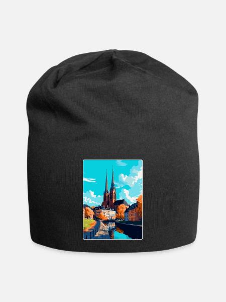 Uppsala Schweden Vintage Reiseplakat Souvenir WPA - Jersey-Beanie - Schwarz